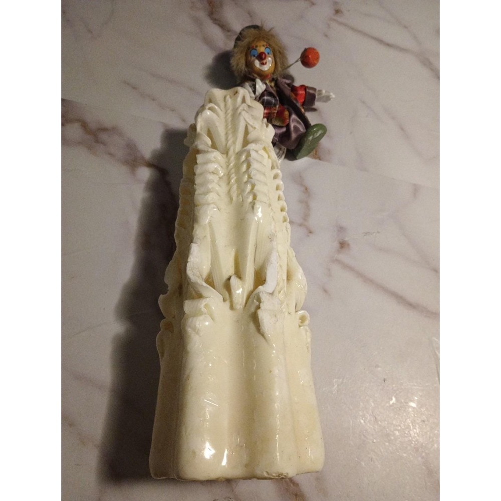 Vintage Creppy Weird Candle Rare Clown Hand Painted Ceramic Figurine Collectible